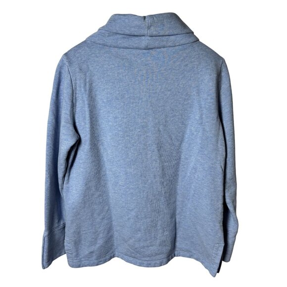 Talbots Womens M Blue Cowl Neck Pullover Sweater With Button Cuffs Cozy Blend - Picture 2 of 6